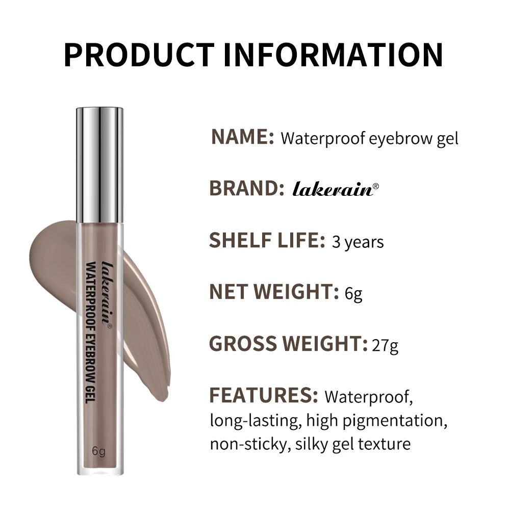 Lakerain Gel per sopracciglia impermeabile a 4 colori per trucco per sopracciglia liquido altamente colorato a lunga durata, sopracciglio a doppia testa resistente al sudore