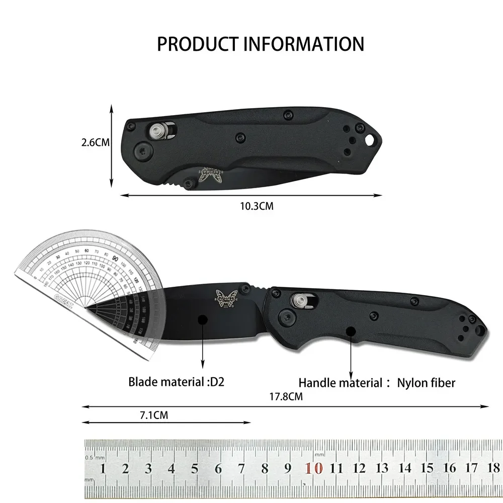 BM 565 Folding Pocket Knife D2 Blade Nylon Fiber Handle High Quality Outdoor EDC Survival Camping Hiking Hunting Tools Gift