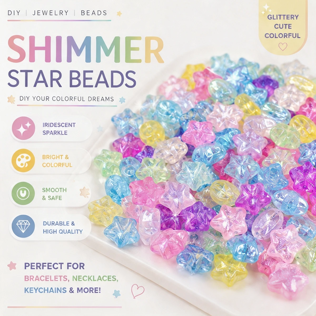 10mm Acrylic Five-Pointed Star Beads Assorted Colors for Handmade DIY Jewelry Making Loose Bead Bracelets Necklaces Accessories