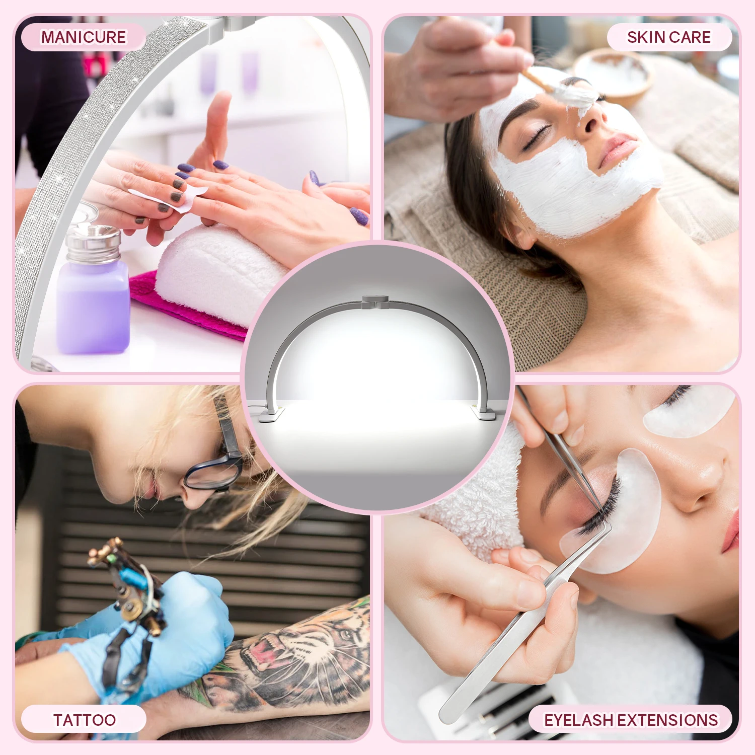 DianaBeauty demi-lune lumière 35W lampe de bureau à ongles en forme de U 364 LED lumière de remplissage avec support pour téléphone lampe de Table pliable pour Nail Art