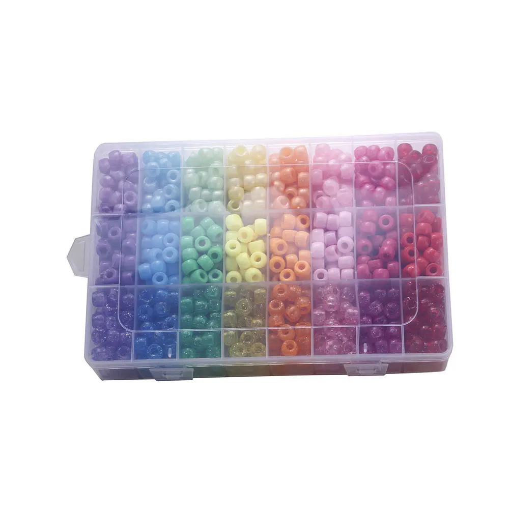 

1200pcs Large Hole Beads 6X9Mm Round Plastic Diy Beads For Jewelry Making Craft Accessories Necklace Bracelet Earrings Decor