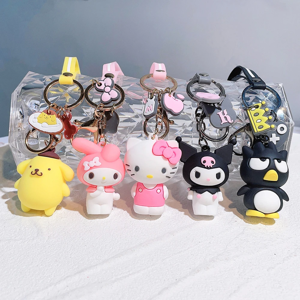 Kawaii Sanrio Keychain Kuromi Cinnamoroll Women Bag Pendant Backpack Melody Accessories Hello Kitty Toy Doll Keyring Girl Gift