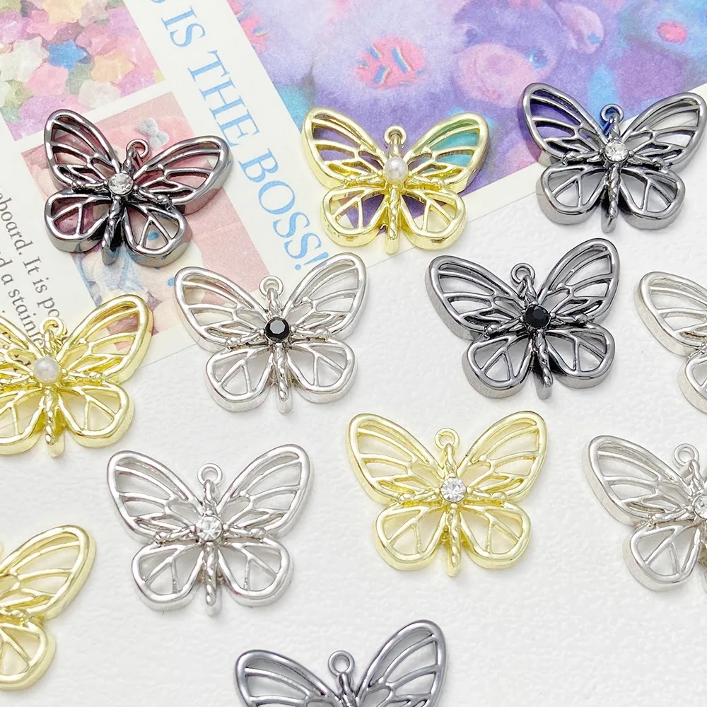 Diy handmade bracelet necklace earrings material accessoriesHollow diamond butterfly personality pendant