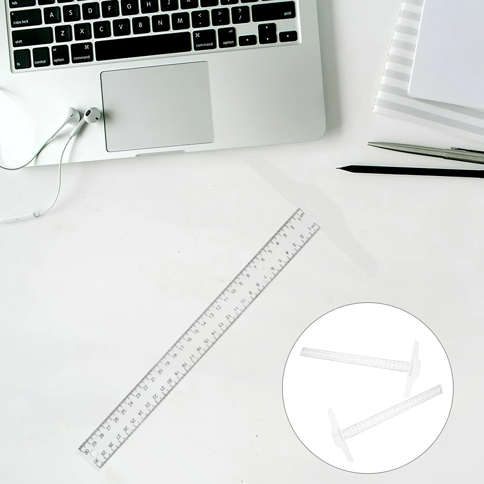 2pcs T Shaped Ruler Transparent Plastic Parallel Ruler For Drafting Measuring Tool Artists Students Architects Woodworking