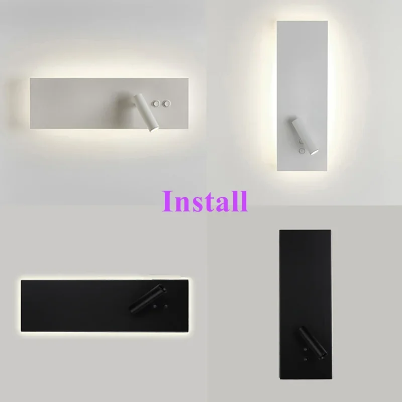 Imagem -04 - Luminária de Parede Led L40 cm W12cm para Quarto Iluminação para Estudo Sala de Estar Ajustável com Interruptor Liga Desliga