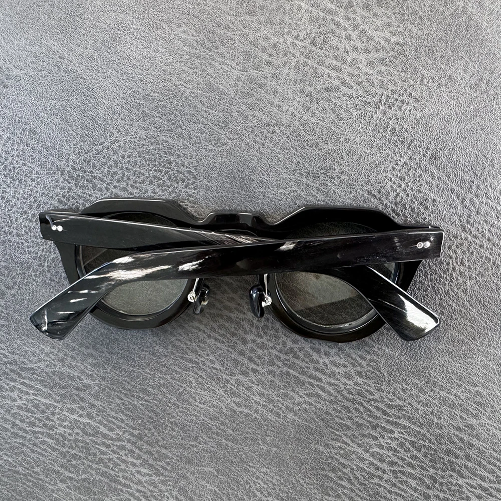Men's Glasses Frame Thick Stripes Polygon Unique Handmade Buffalo Horn Eyeglass Frames Prescription Optical Eyeglasses - view 4