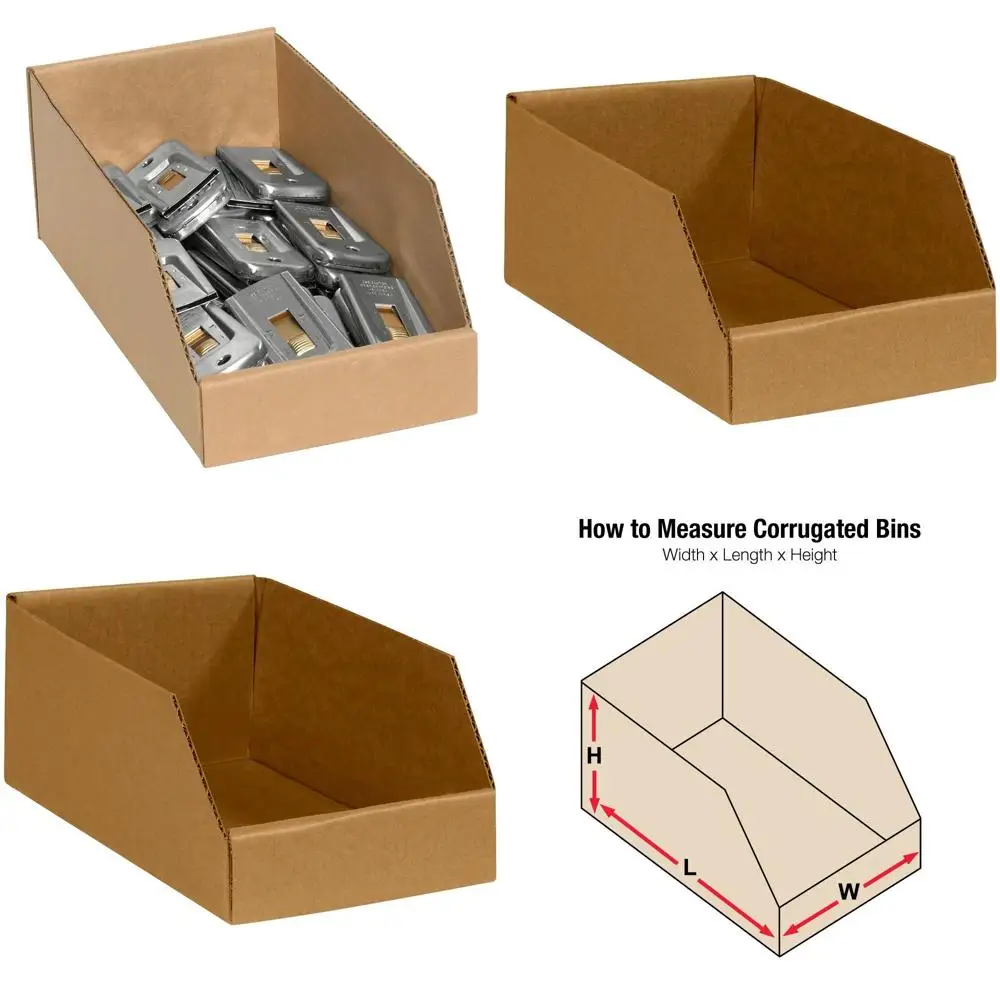 

Medium Storage Bins, 50-Pack, 6L x 12W x 4.5H, Corrugated Cardboard Boxes for Packing, Moving, and Storage