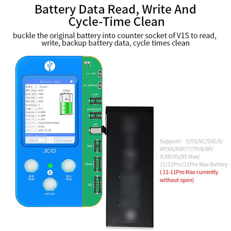 JC V1SE LCD True Tone Programmer for Phone 7 7P 8 X 11 Pro MAX 12 13 14 Battery Fingerprint SN Reader Dot Matrix for X-14ProMAX