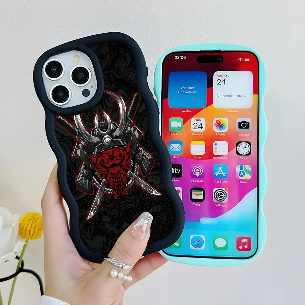 

Чехол для телефона «Самурай Ханья» для iPhone 17 16 15 14 13 12 11 Air Pro Max Plus, с волнистым краем, из ТПУ, цветной, роскошный, красивый