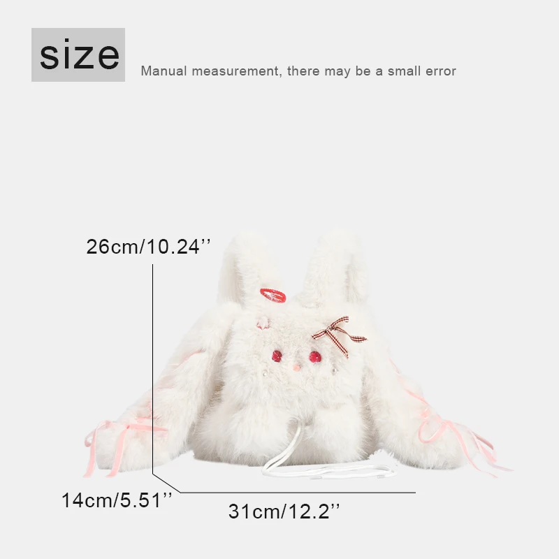 Fashion Faux Fur Backpacks For Women Luxury Designer Handbags Purses 2024 New In Imitation lambswool Cartoon Rabbit Shoulder Bag