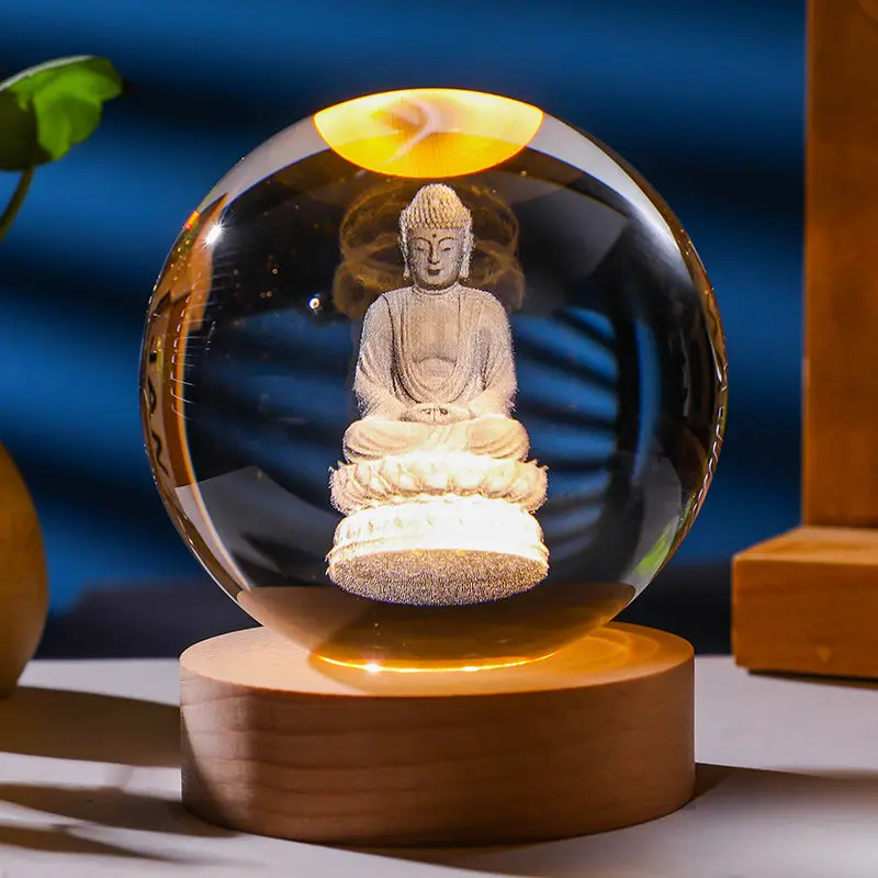 Nanwu Amitabha Night Light Buddha Main Ornament Crystal Ball Buddha Front Supply Light Can Be Changming Lamp For Room Decoration