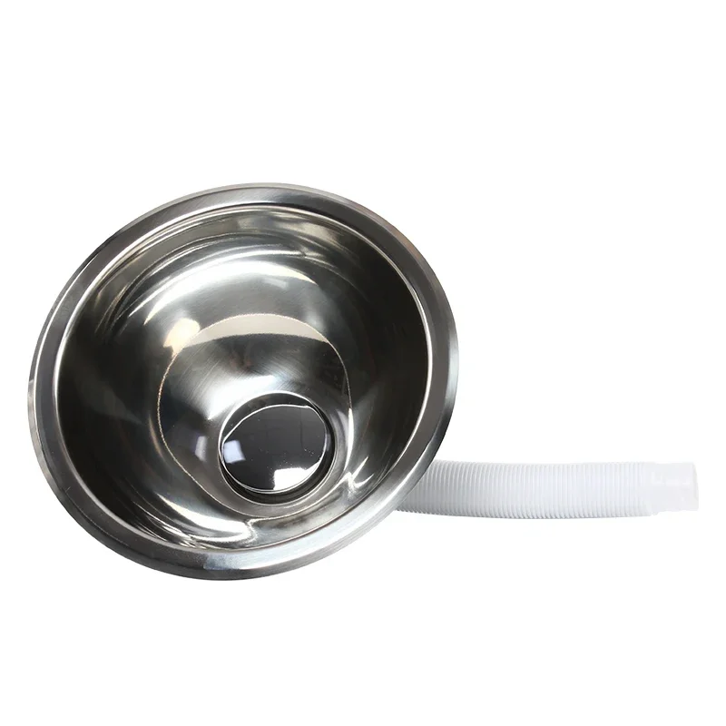 Modern Single Bowl RV Kitchen Sink Stainless Steel Round Hand Wash Basin Caravan Motorhome Counter Installation One Hole