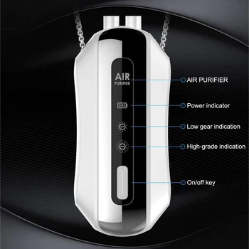 Portable Negative Ion Air Purifier, Mini Pendurado Neck Air Purifier, Odor Smoke, Remoção de poeira para casa, escritório, viagem, USB