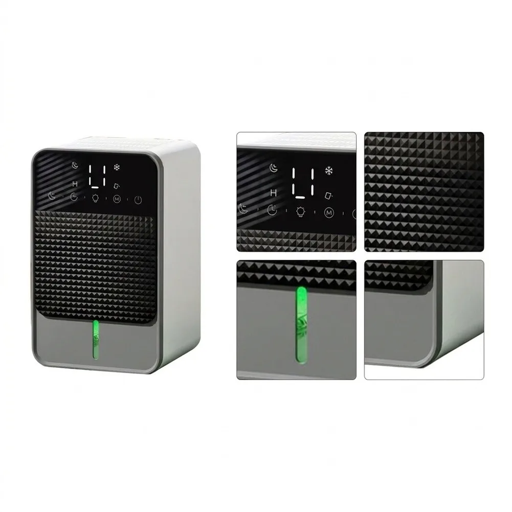 Grey Dehumidifier 1800ml Tank for Auto Humidity Detection Timer 2-12 Hrs Sleep Mode 7 Color LED Display 22.5W Power