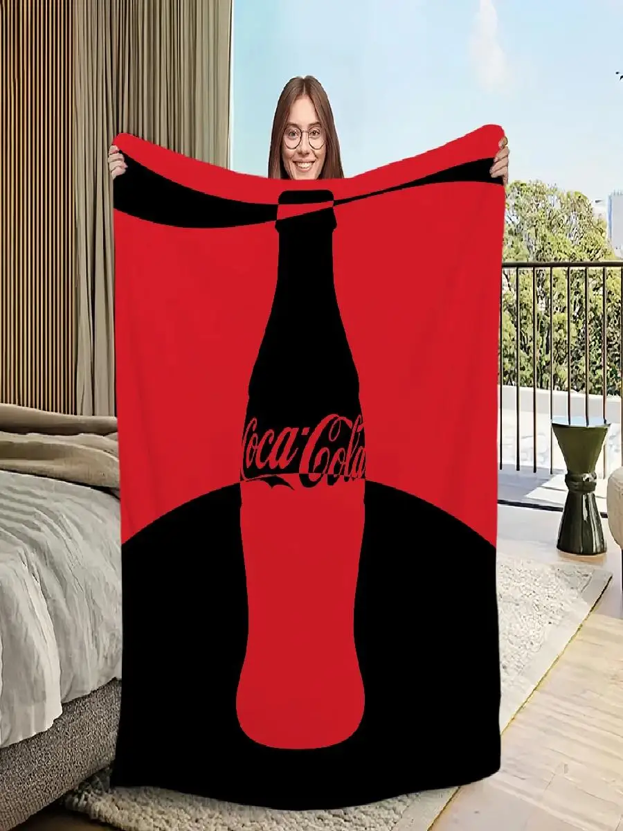 بطانية رمي بشعار CocaCola للأريكة والسفر والمشي لمسافات طويلة والنزهات والفراش من الفلانيل هدية مثالية لعيد الميلاد
