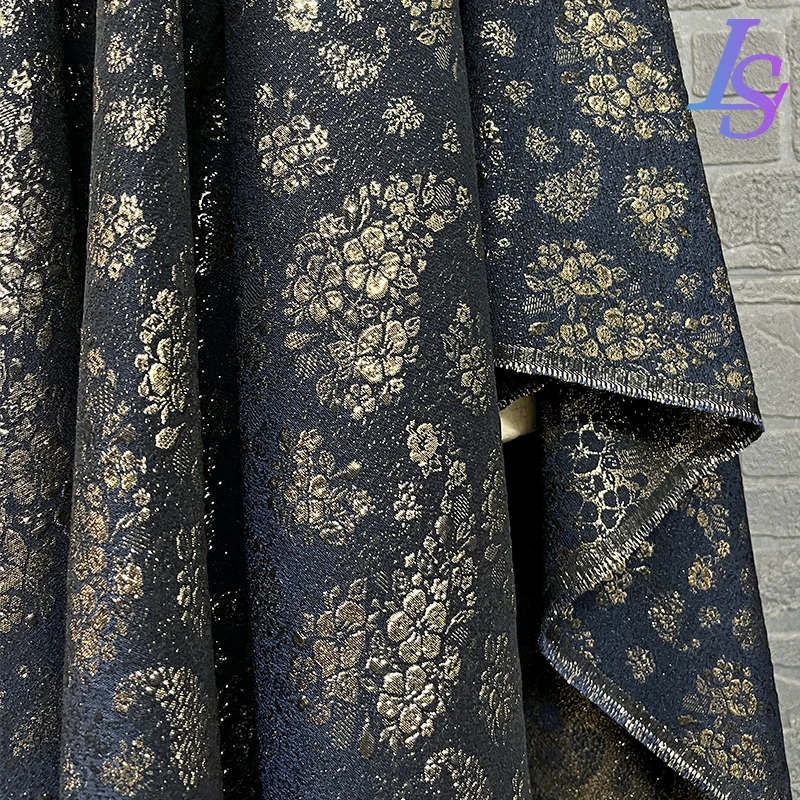 Bright Silk Jacquard Fabric Vintage Cheongsam Dress Clothing Designer Cloth Diy Polyester Material Apparel Sewing Meters