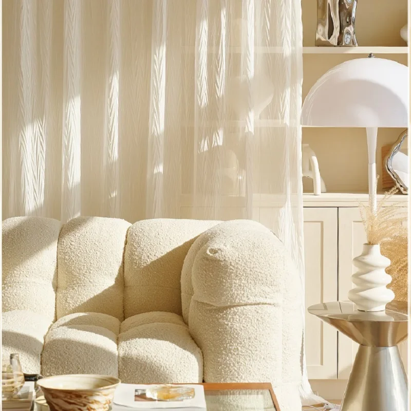 French White Pleated Chiffon Sheer Curtains Light Opaque Window Drapes Custom Decor for Living Balcony Bedroom Yoga Room curtain