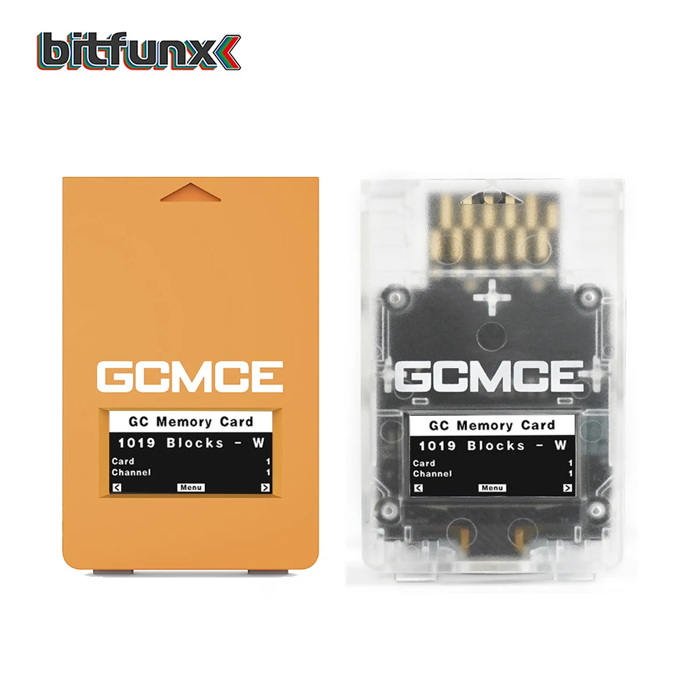 Bitfunx Gioco salva scheda di memoria GCMCE FlipperMCE con display OLED per console di gioco Nintendo GameCube Wii RVL001