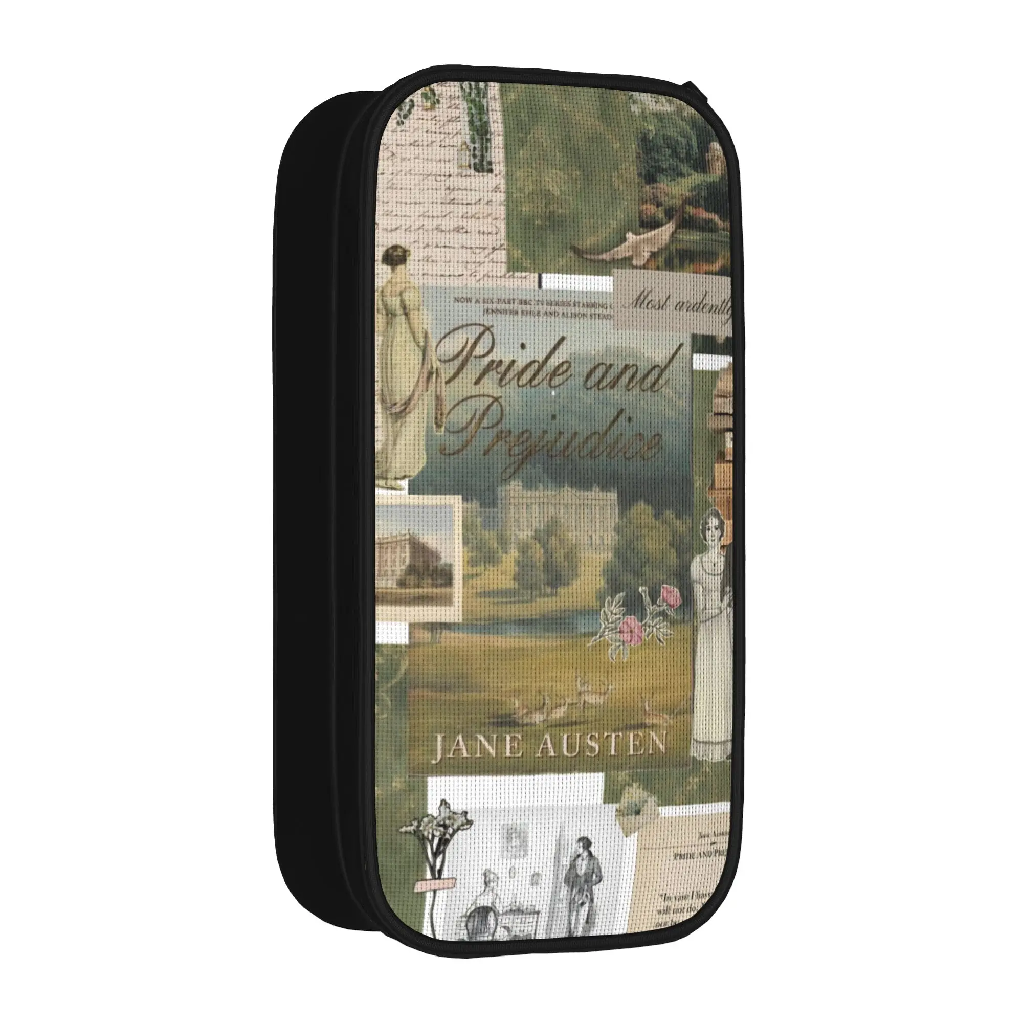 Classic  Pride and Prejudice Quotes Pencil Case Jane Austen Pencilcases Pen Box for Student Large Storage Bags Zipper Stationery