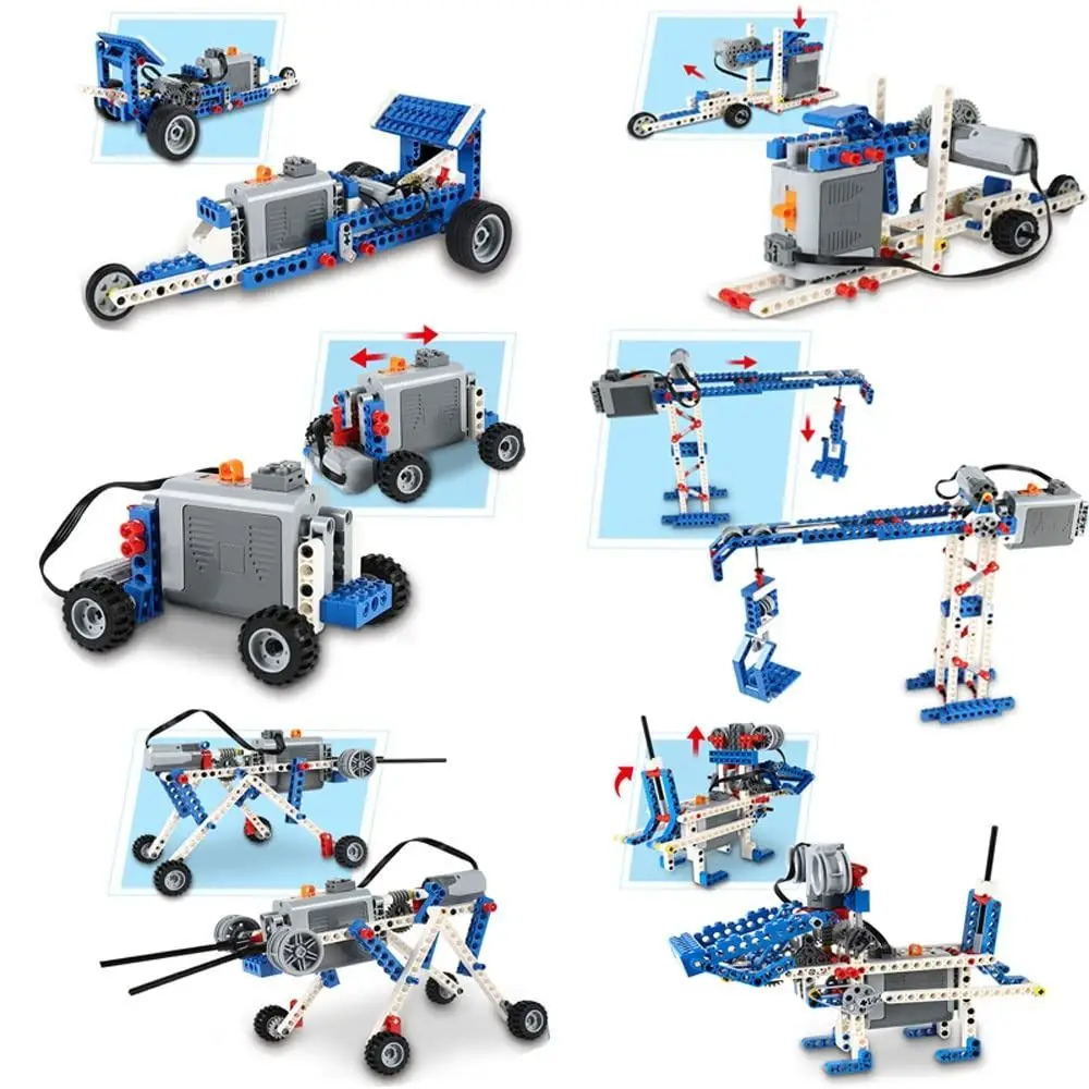 396PCS 7 Forme diverse Erector Set Stelo Giocattoli Parti tecniche Motore di energia elettrica Building Blocks Modello Multi tecnologia