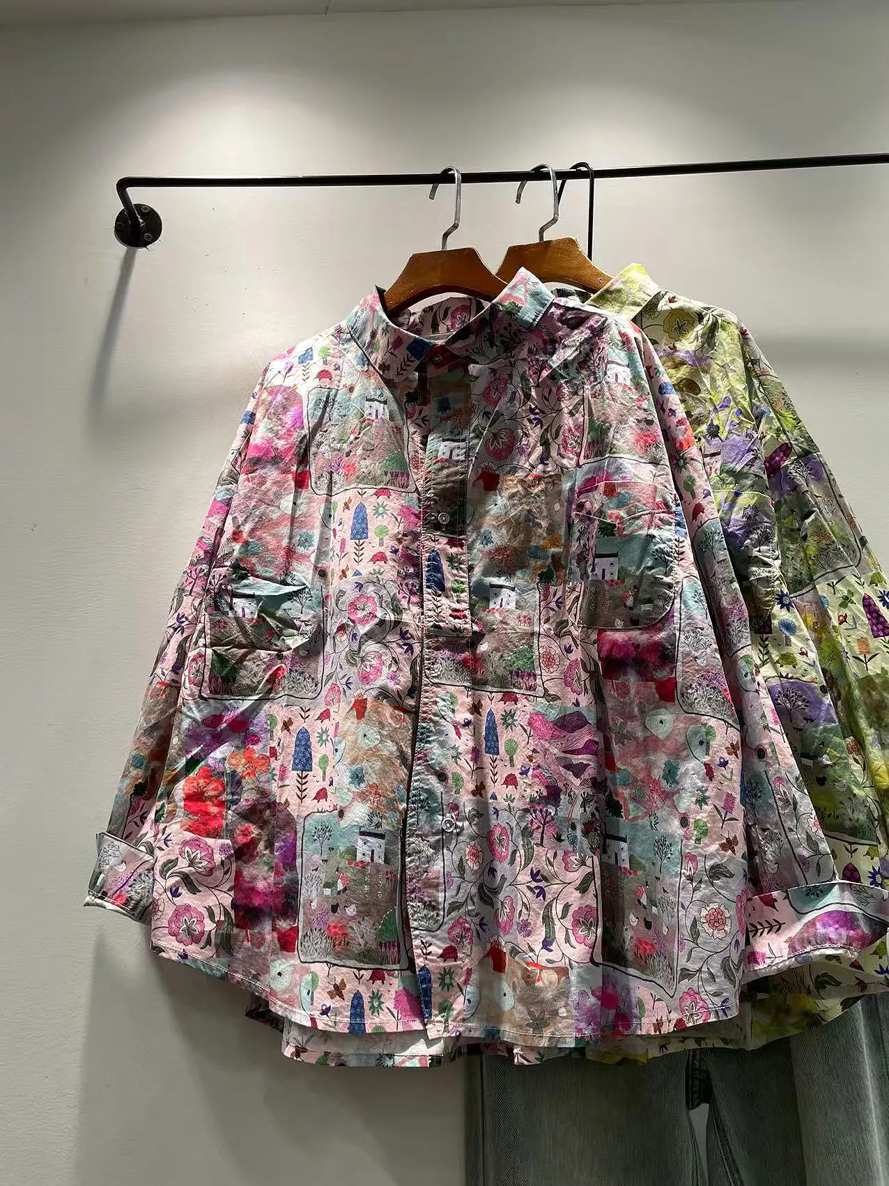 

Женская свободная блузка из чистого хлопка с длинным рукавом, осенняя коллекция 2025, повседневная, в корейском стиле, с цифровым принтом, модная