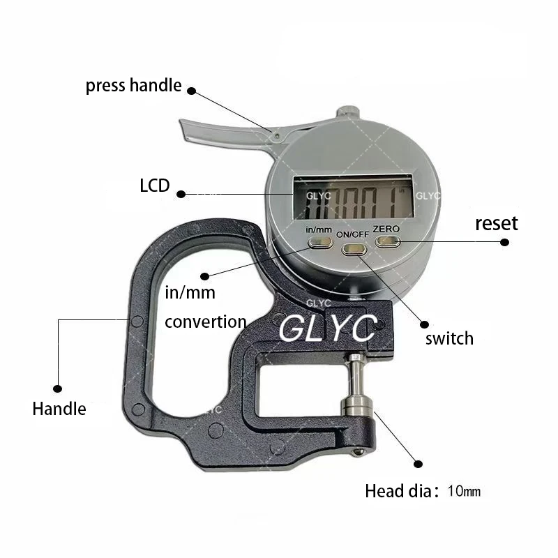 Digital Thickness Micrometer Gauge Calipers with LCD Display Unit Conversion Injector Nozzle Pachometer