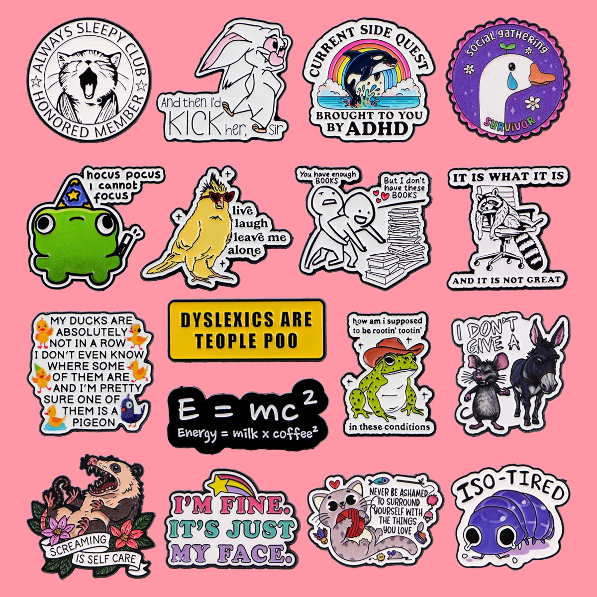 Animals Frog Quotes Enamel Pin Lapel Pins for Backpacks Silly Goose Parrot Brooches for Women Fashion Jewelry Accessories Gifts
