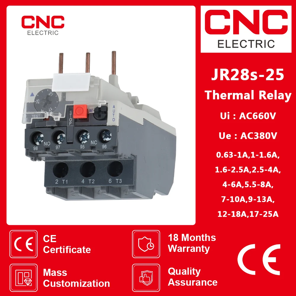 

CNC Thermal Relay Phase-failure Protection 1.6A 2.5A 4A 6A 8A 10A 13A 18A 25A Adjustable Thermal Overload Relay