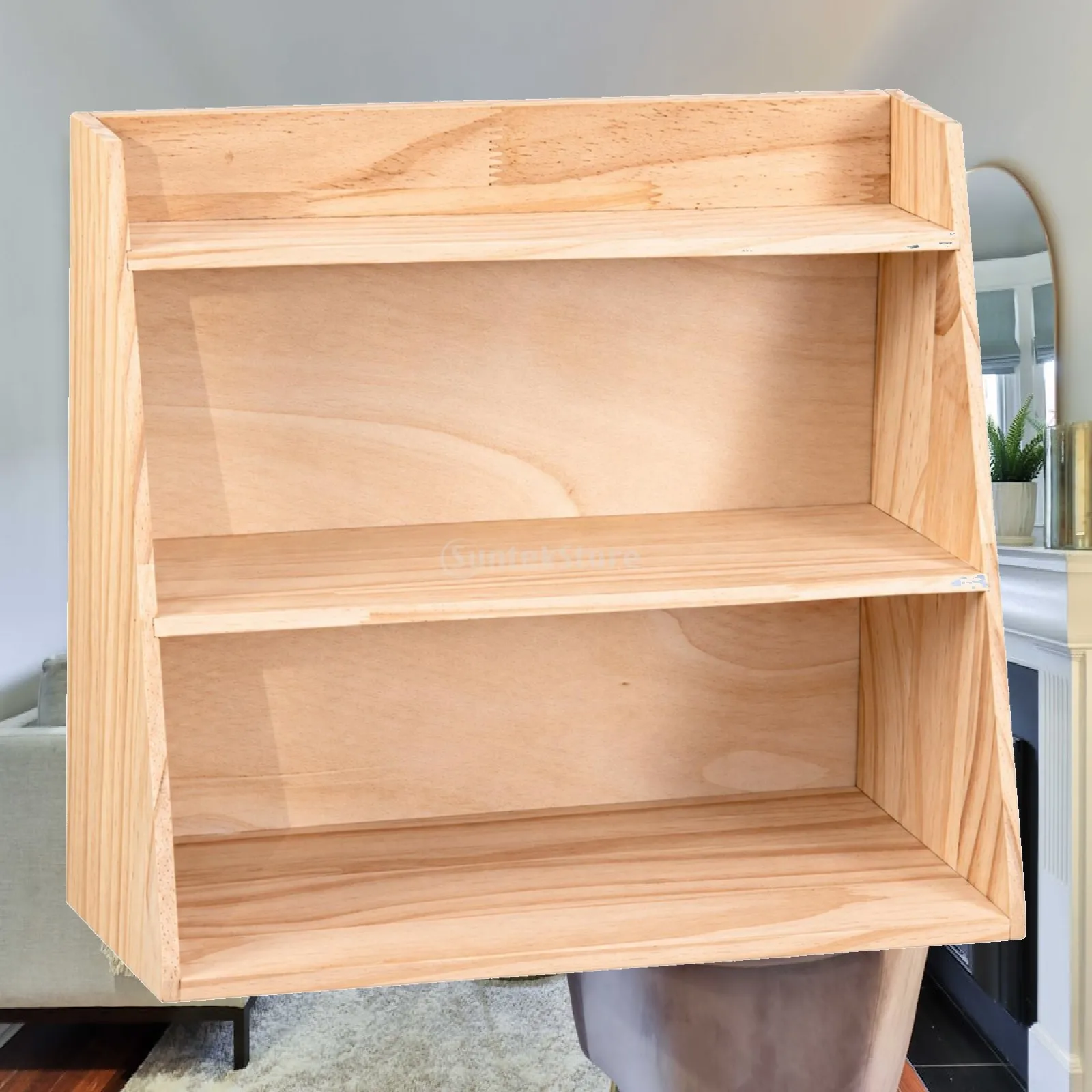 No-Assembly Tabletop Storage Shelf Sturdy Solid Wood Desktop Storage Shelf Rustic Wooden Desktop Organizer Long-Lasting Slim