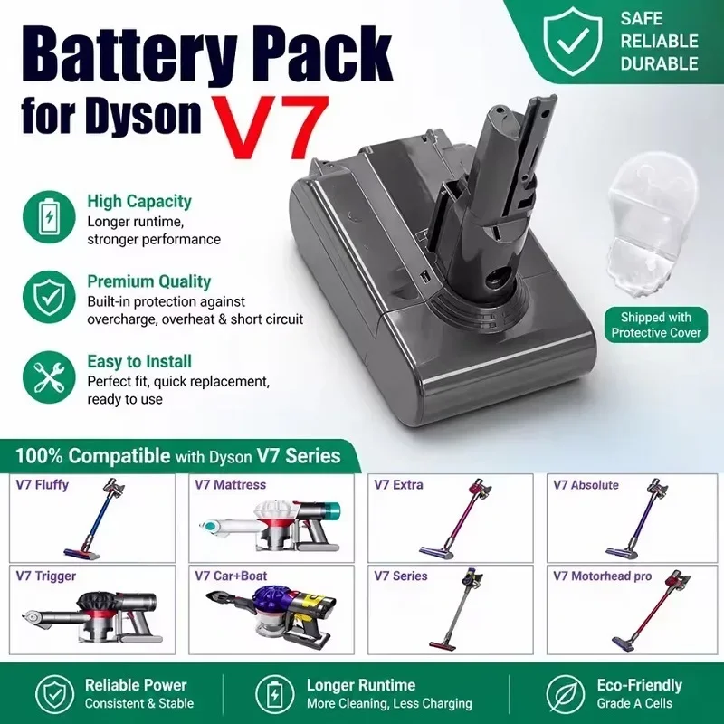 DAWEIKALA V7 Ersatz-Vakuumbatteriepack 21,6V 12800mAh Hochleistungs-Li-Ionen-Ersatzakku Kompatibel mit V7-Serie Kabellose Handstaubsauger Stabile Leistung Perfekt Passender Ersatzakku für Kabellose
