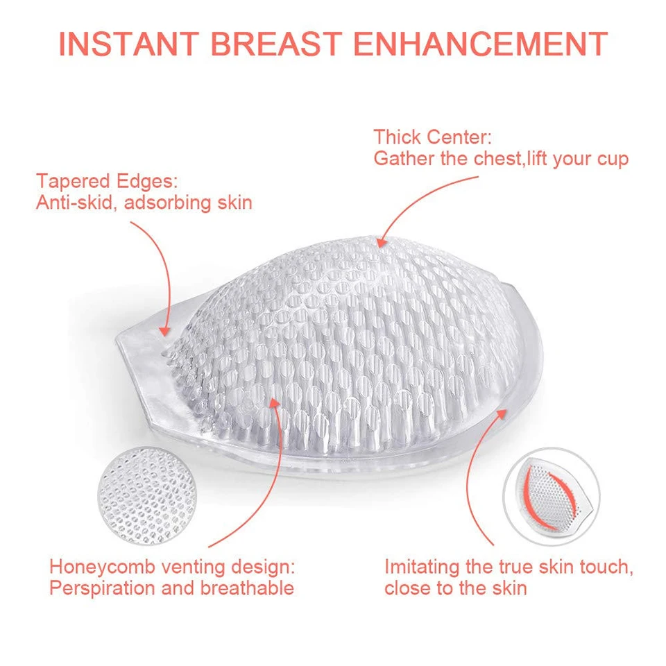 Reusable Breast Silicone Bra Inserts Swimsuit Bikini Cup Enhancer Silicone Adhesive Push Up Clear Gel Chest Pads Breast Lift Pad