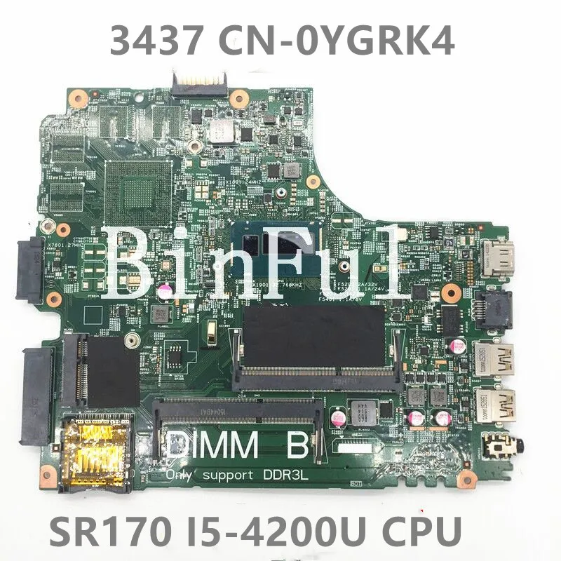 CN-0YGRK4 0YGRK4 YGRK4 Carte Mère Pour 14R 3437 5437 Ordinateur Portable Carte Mère 12307-2 W/ SR170 I5-4200U CPU 100% Testé OK