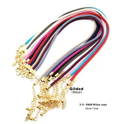 3 Pcs/lot High Quality 3.5/4mm Fashion Gold Color Hand Woven Milan Rope Necklace Adjustable Pendant Rope DIY Jewelry Making Cord