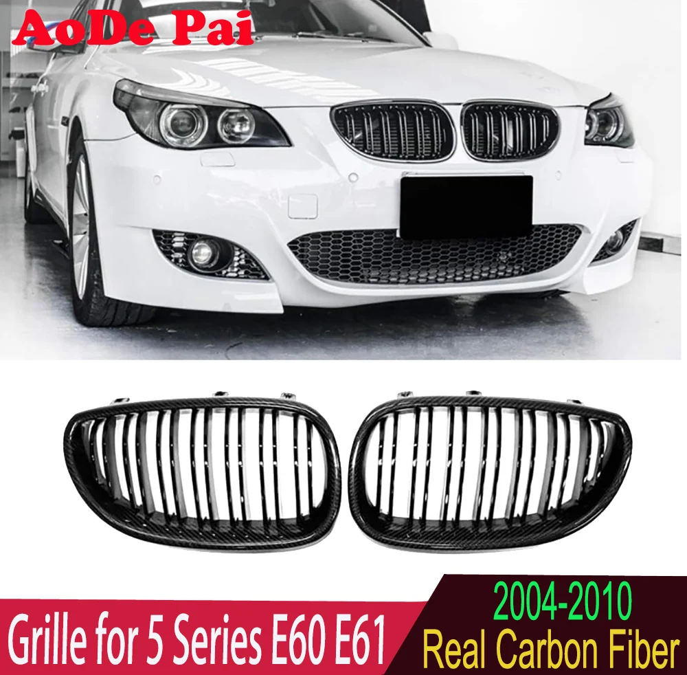 

M5 E60 3K Twil Real Carbon Fiber Front Kidney Grill Grille Mesh Hood For BMW 5 Series E60 E61 520i 530i 528i 535i 540i 2004-2009