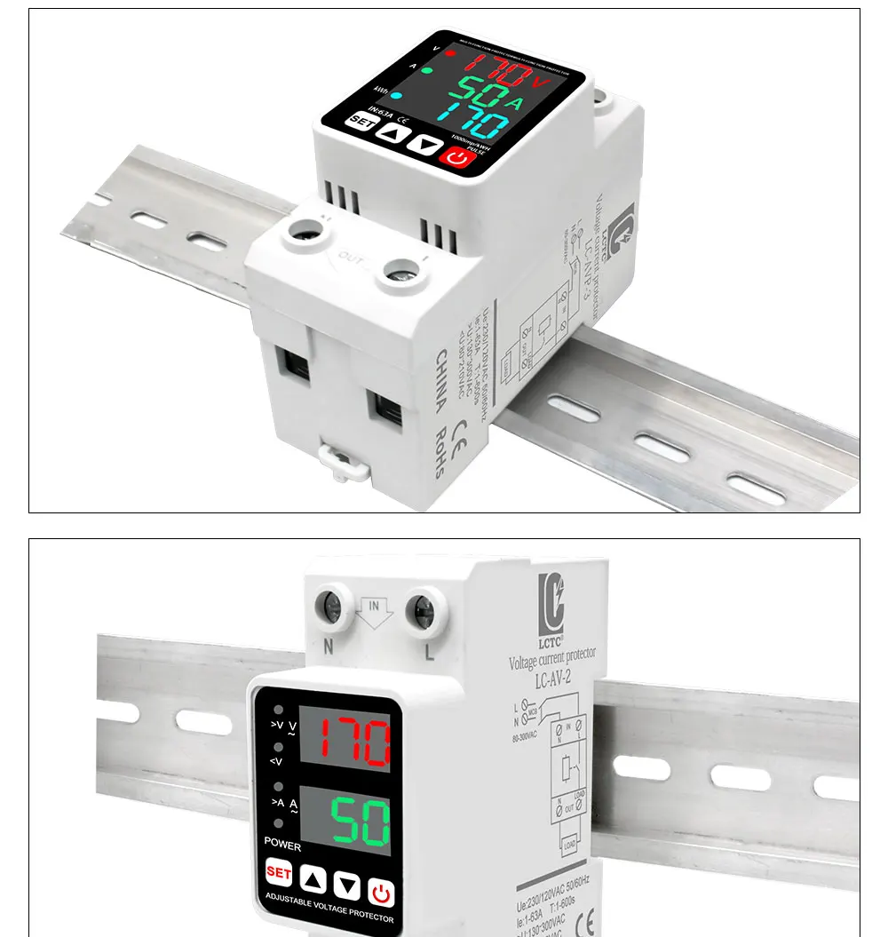 LCTC Einstellbarer Überspannungs- und Unterspannungsschutz 40A 63A 220VAC Digitale Anzeige kWh Spannungsschutzrelais – Detail 7