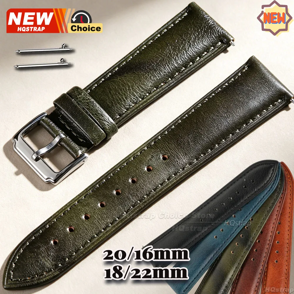 Bracelet vintage fait main 16/18/20/22 mm pour montre Omage, bracelet de montre intelligente en cuir à libération rapide pour Seiko, bracelet pour Rolex