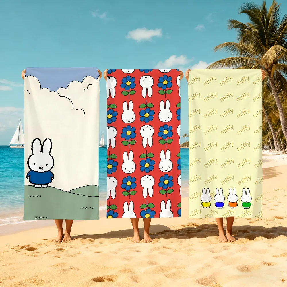 M-Miffy-Y Niedliches Cartoon-Handtuch Strand Schnelltrocknend Weiches Pool-Handtuch Geschenk für Reisen Fitness Dusche Camping Sport