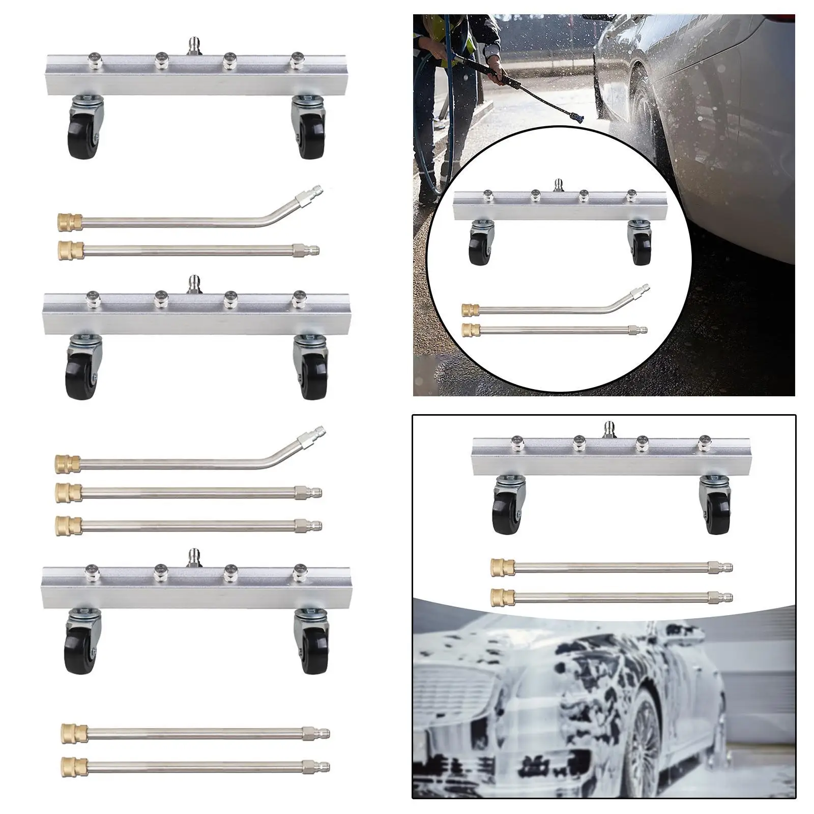 Pressure Washer Undercarriage Cleaner with 4 Nozzles with Extension Wands