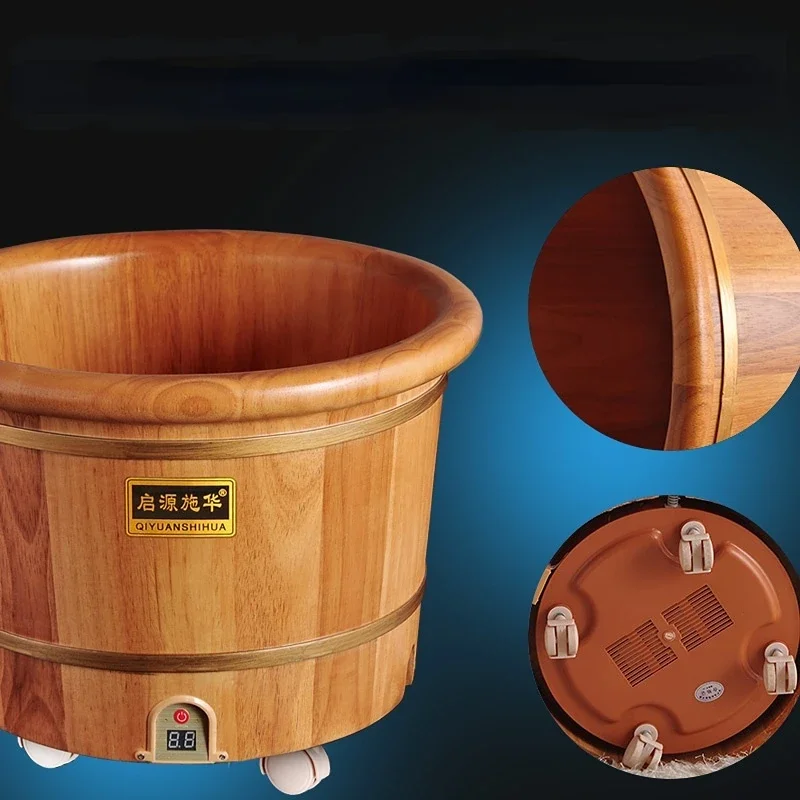 

Foot Bath Barrel Wooden Household Electric Heating Thermostatic Foot Bath Barrel Automatic Deep Barrel Artifact