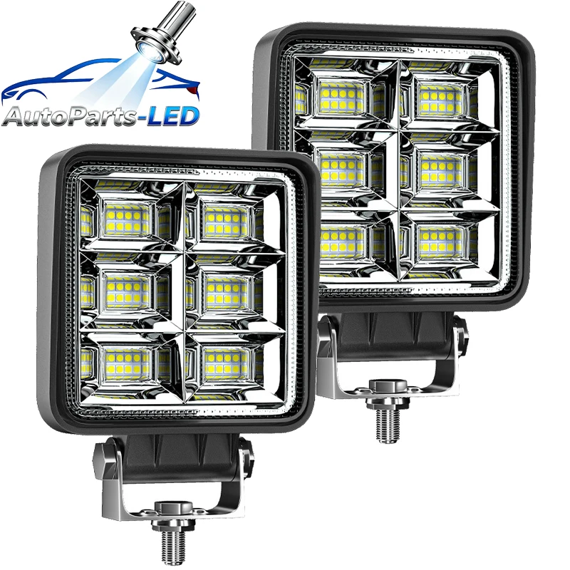 

4pcs Flood Light Auxiliary Work Light LED Bar 4" 144W 48LED Searchlight Overhead Light Farm Fishing Road Lighting Square
