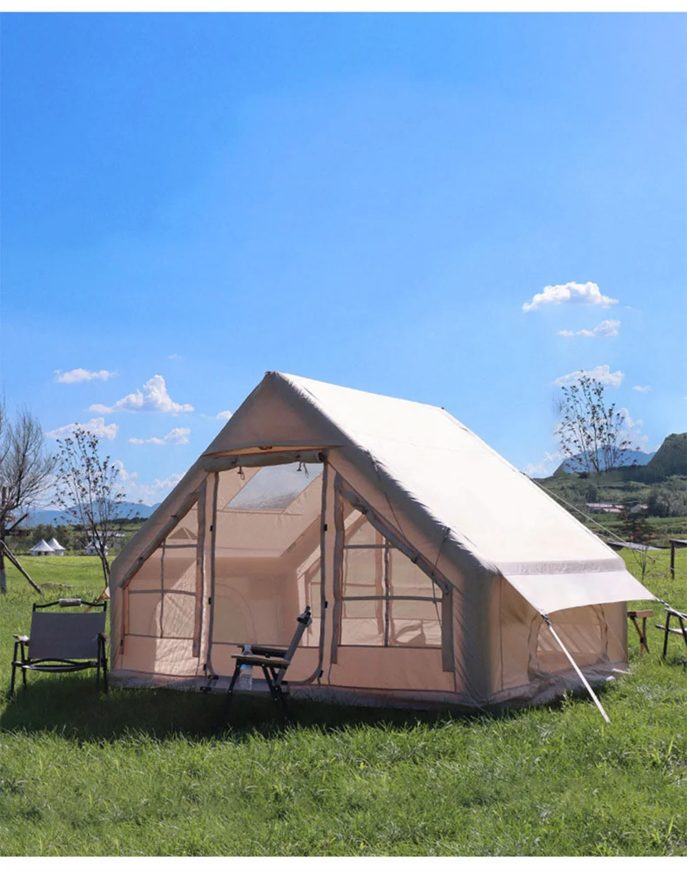 Inflatable Tent 12㎡ Portable Waterproof Windproof Air Pole Family Outdoor Camping