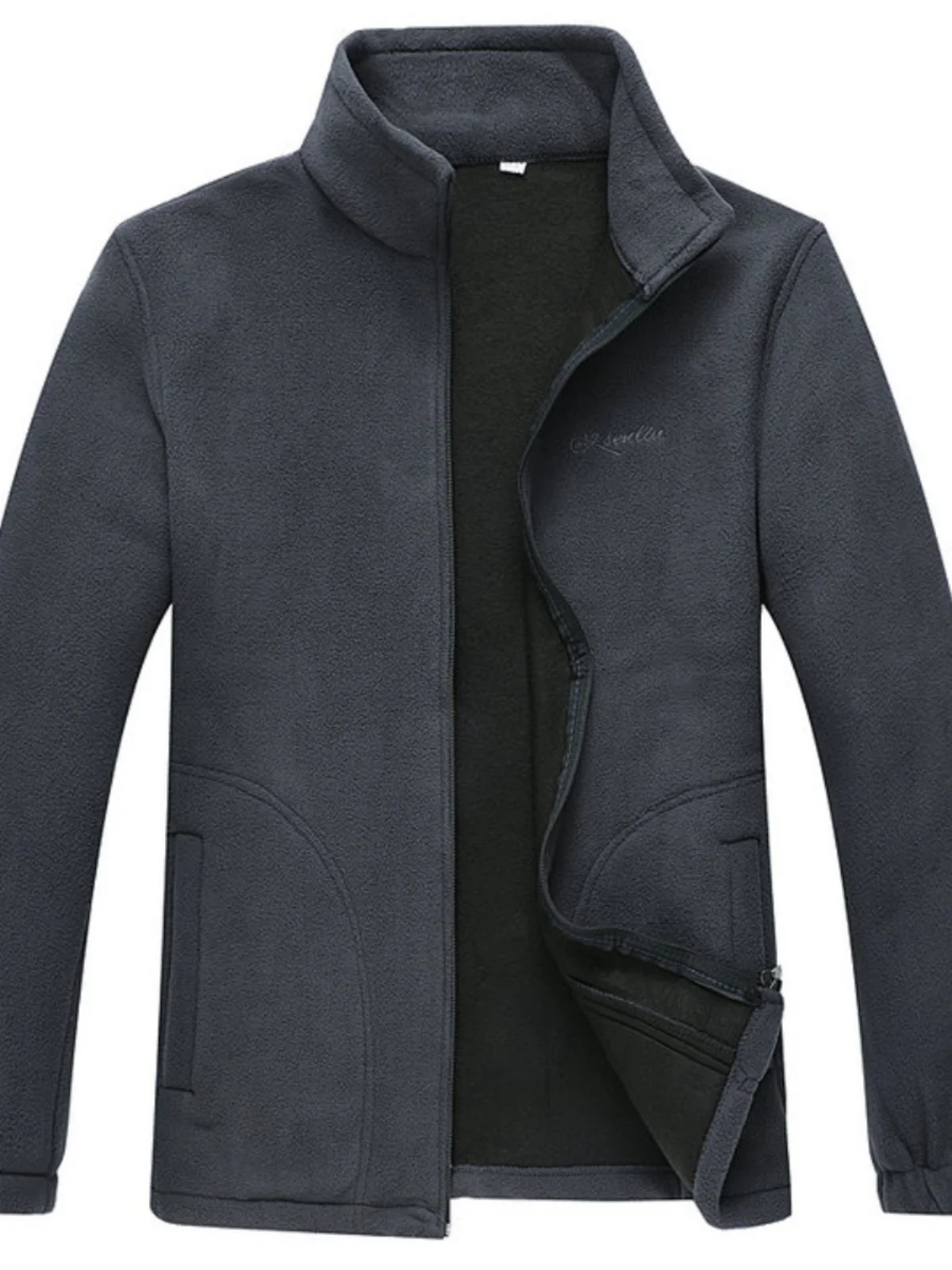 

Мужская утепленная флисовая куртка на осень-зиму из кораллового флиса, свободного кроя, с капюшоном, длинными рукавами, воротником-стойкой, теплая и удобная одежда для отцов