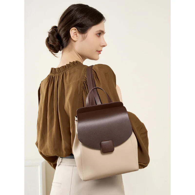 

Genuine Leather bags for women designer luxury New feminina Backpack Large Capacity Commuting College Student Travel School Bag