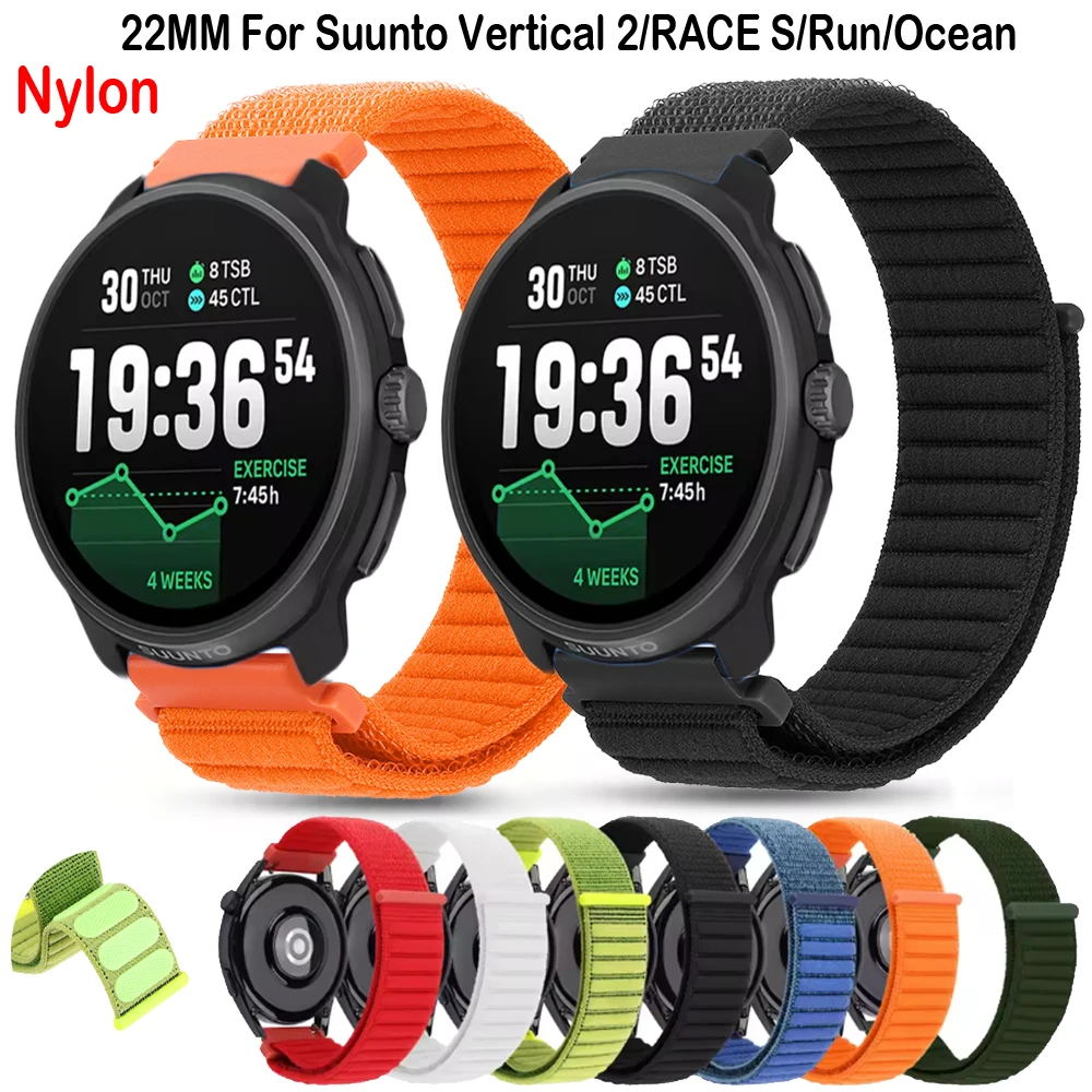Нейлоновый ремешок 22 мм для Suunto Vertical 2/RACE S/Run/Ocean, сменный, моющийся, супермягкий ремешок для часов Suunto 5 9 Peak Pro Belt