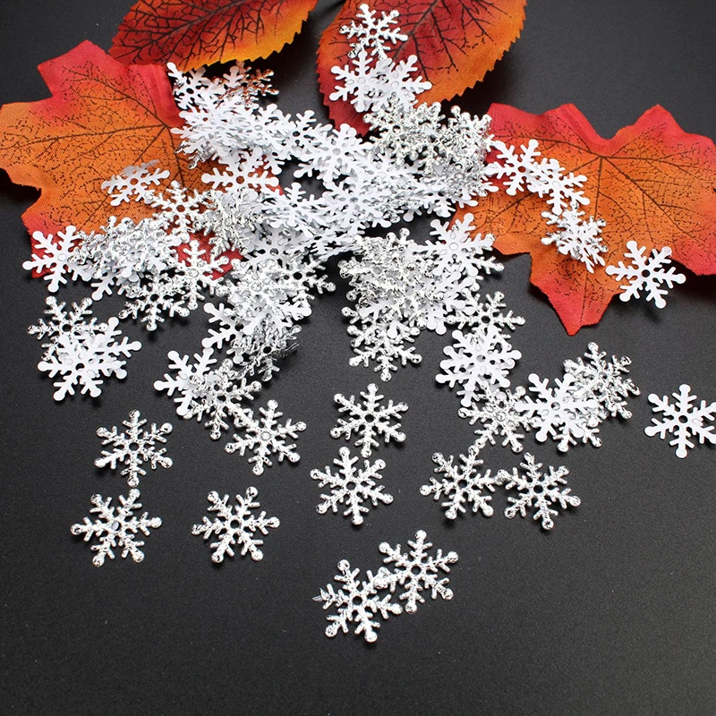 200-300pcs Christmas Snowflakes Confetti Xmas Tree Ornaments Christmas Decorations Scrapbooking Home Winter Party Decor Supplies