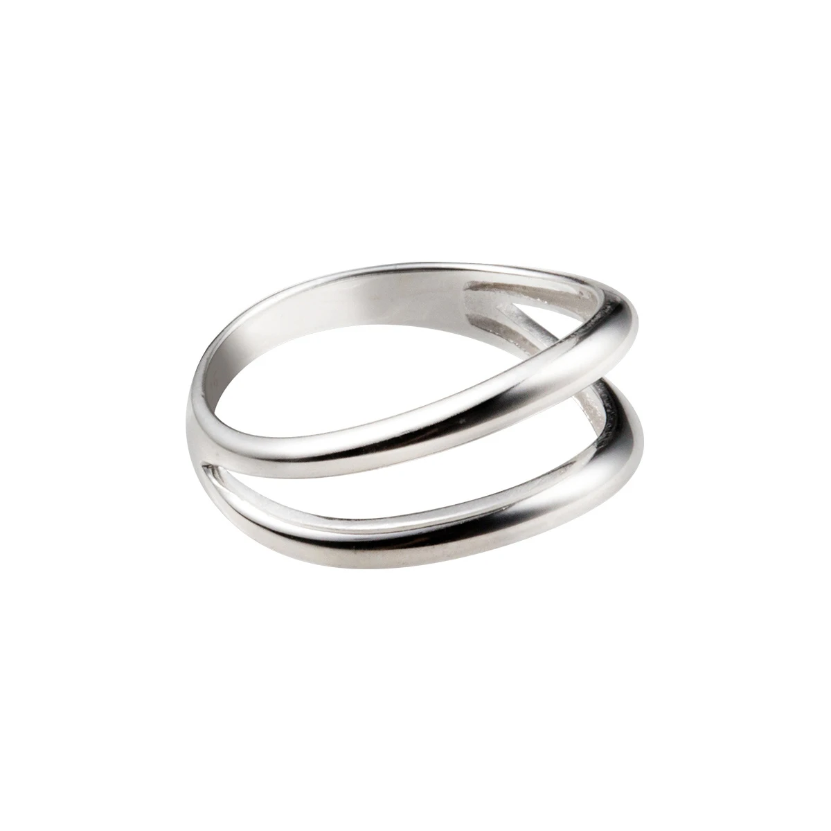 Modian Double Layer Geometric Line Sterling Silver 925 Thick Ring for Women Fashion Simple Ring Party Gift Fine Jewelry