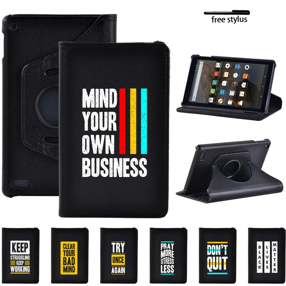 360 Degree Rotating Smart Tablet Stand Case for Fire 7 5th Gen/Fire 7 7th Gen/Fire 7 9th Gen Phrase Series Drop Resistance Cover