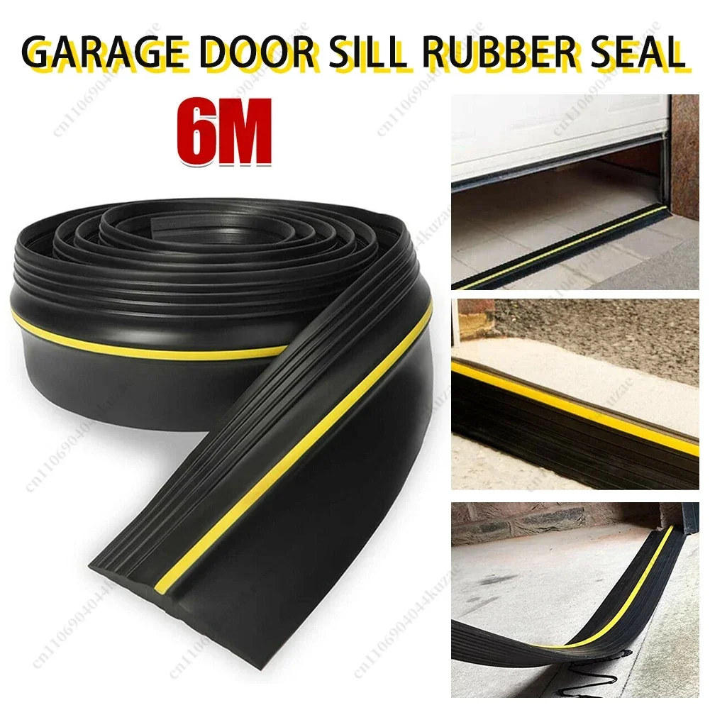 Heavy Duty Rubber Threshold Seal Strip, Garage Door Waterproof Weather Draught Excluder Available in 3m and 6m Length