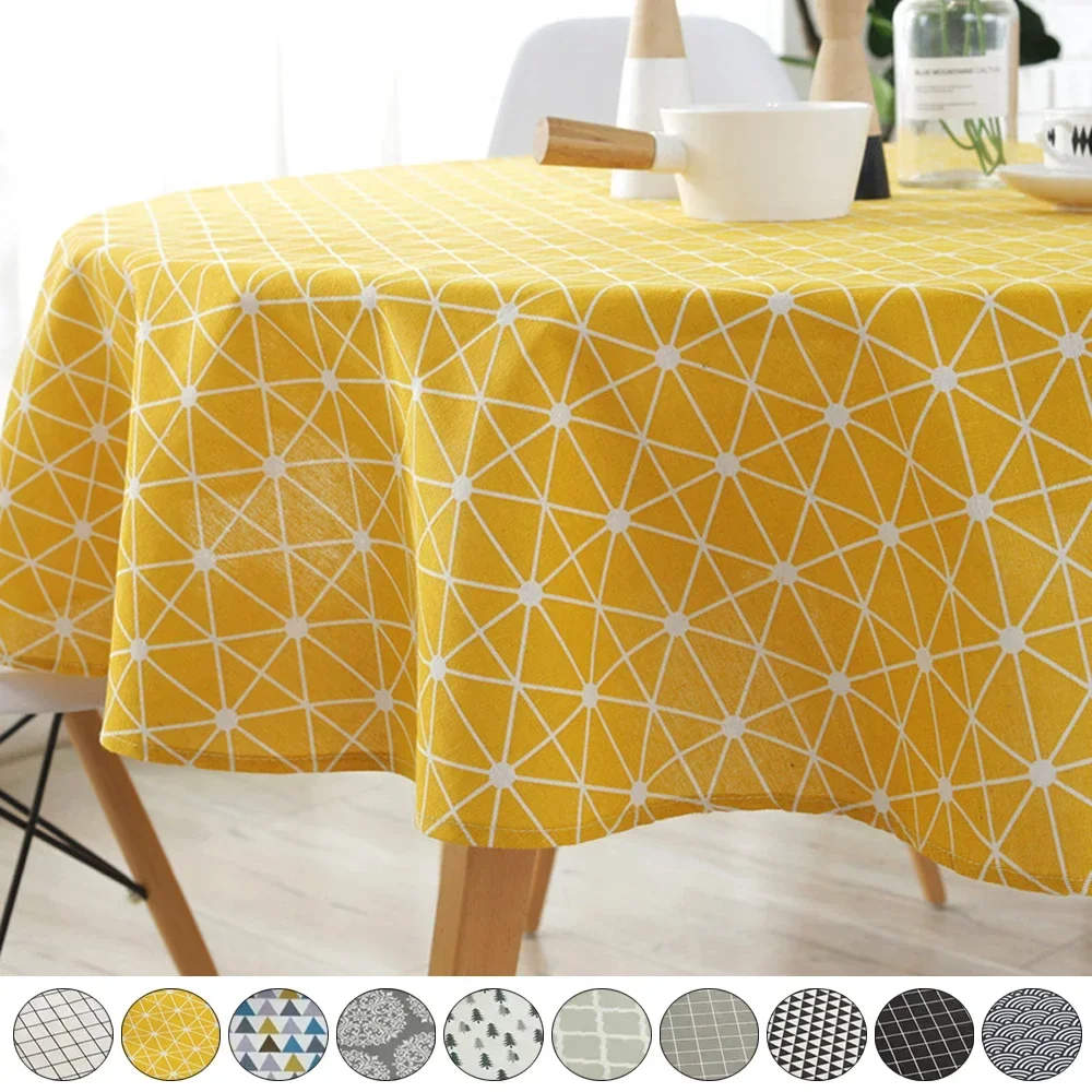 

1PC Washable Dust-Proof Tablecloth 120/150cm Round Table Cloth Printed Decorative Table Cover for Holiday Christmas Party Picnic