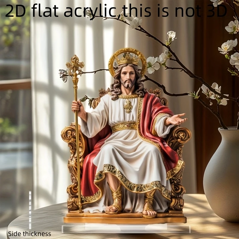 Retro Sacred Acrylic Jesus Figurine 2D Desktop Decoration for Home Office Christian Theme Photo Prop Gifts